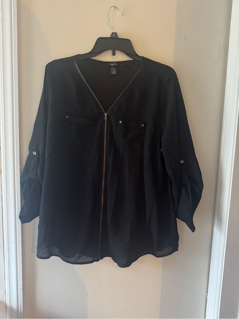 Rue21 Black Zip-Front Utility Jacket